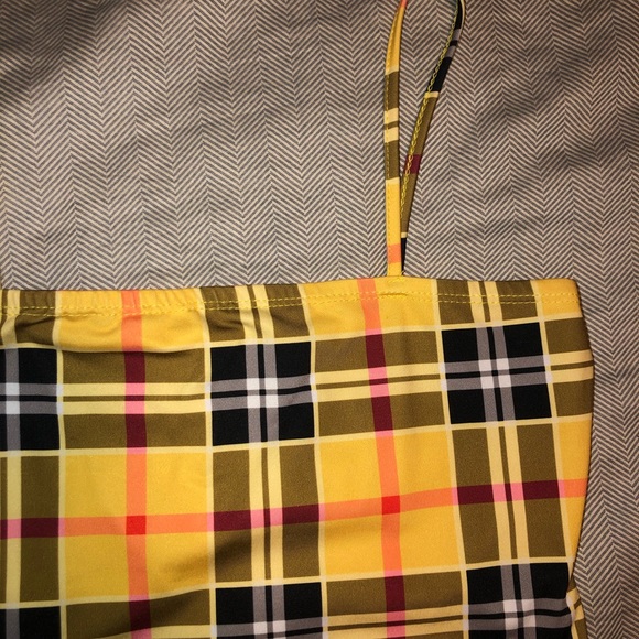 ZAFUL Yellow Plaid Tank Bodysuit - Picture 2 of 2